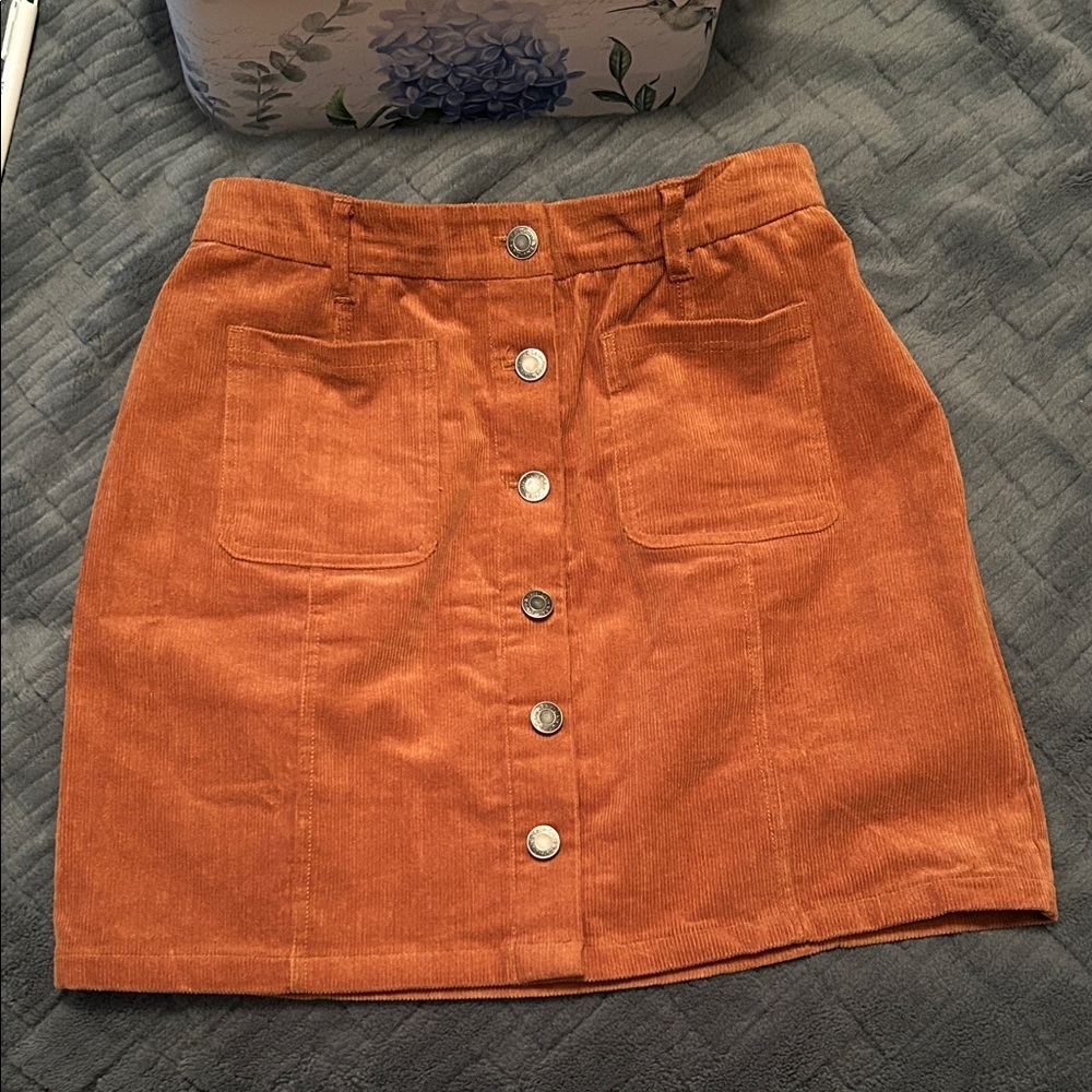 Grace & Lace Corduroy Mini Skirt in Warm Orange size 8